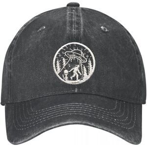Unisex Black Cotton Alien Embroidered Adjustable Buckle Classic Baseball Cap